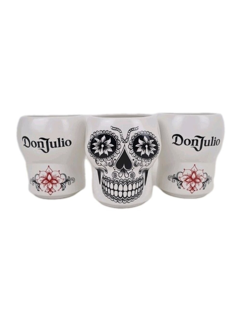 Don Julio Tequila Sugar Skull Mugs Cups Ceramic by Claudio Limon Day Of The Dead